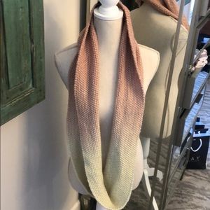 Pink and ivory hombre infinity scarf.